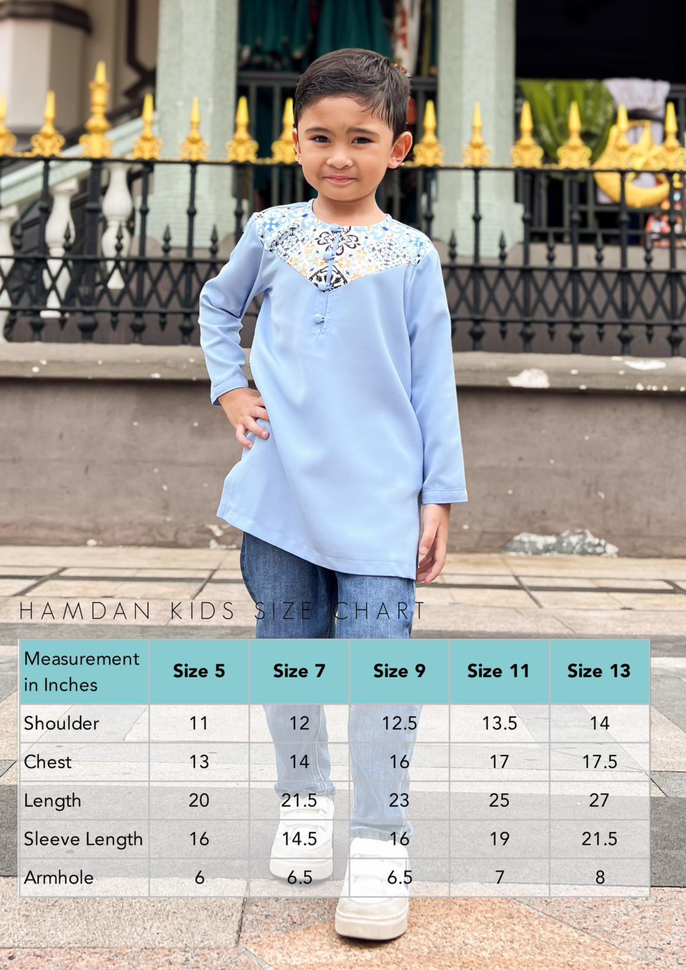 Hamdan Kurta Kids | Sky Blue