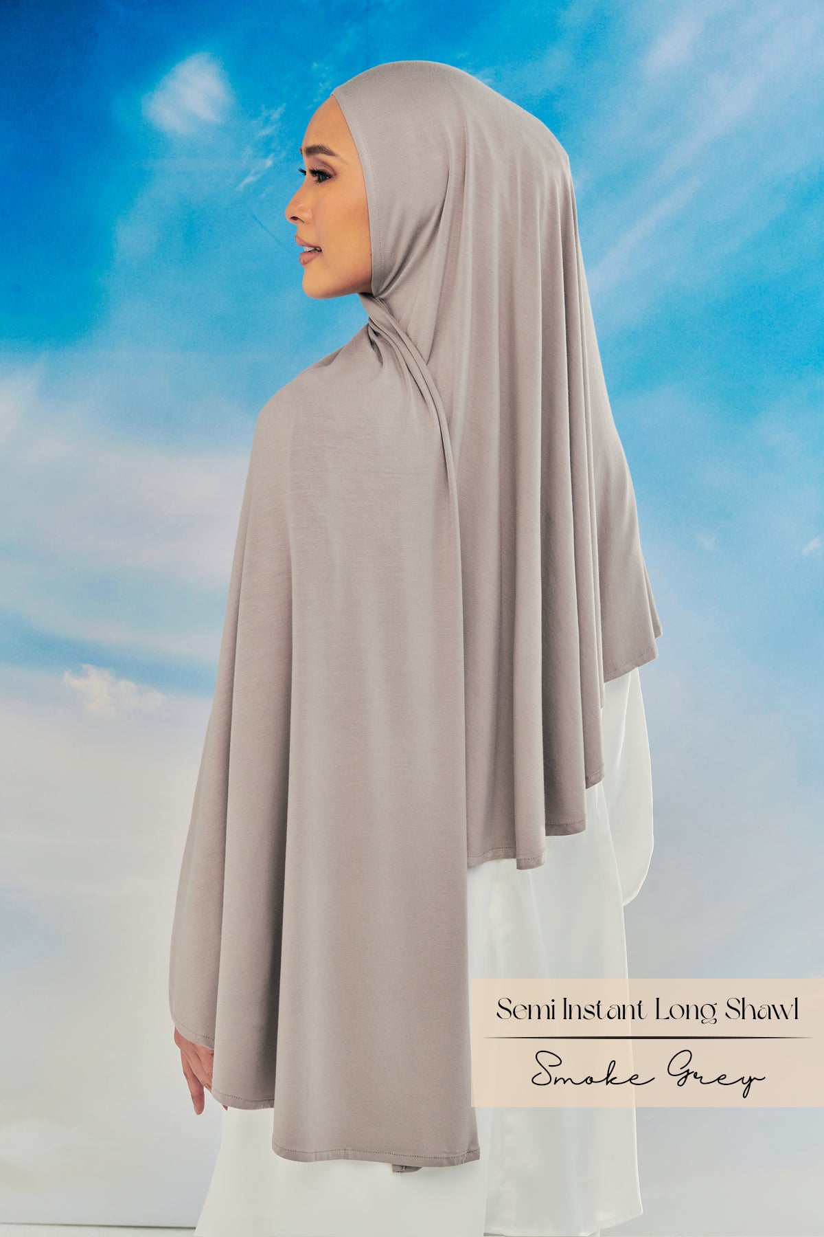 Emray: Bamboo Semi Instant Long Shawl | Smoke Grey