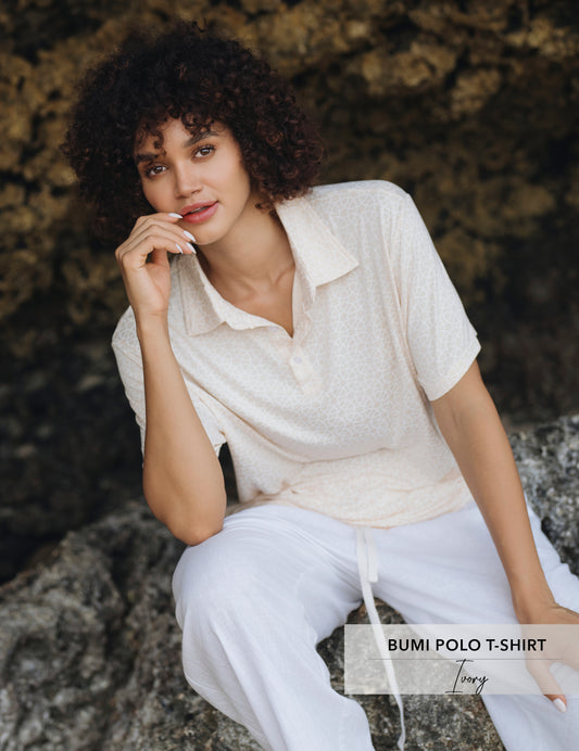 Bumi Bamboo Polo T-Shirt | Ivory