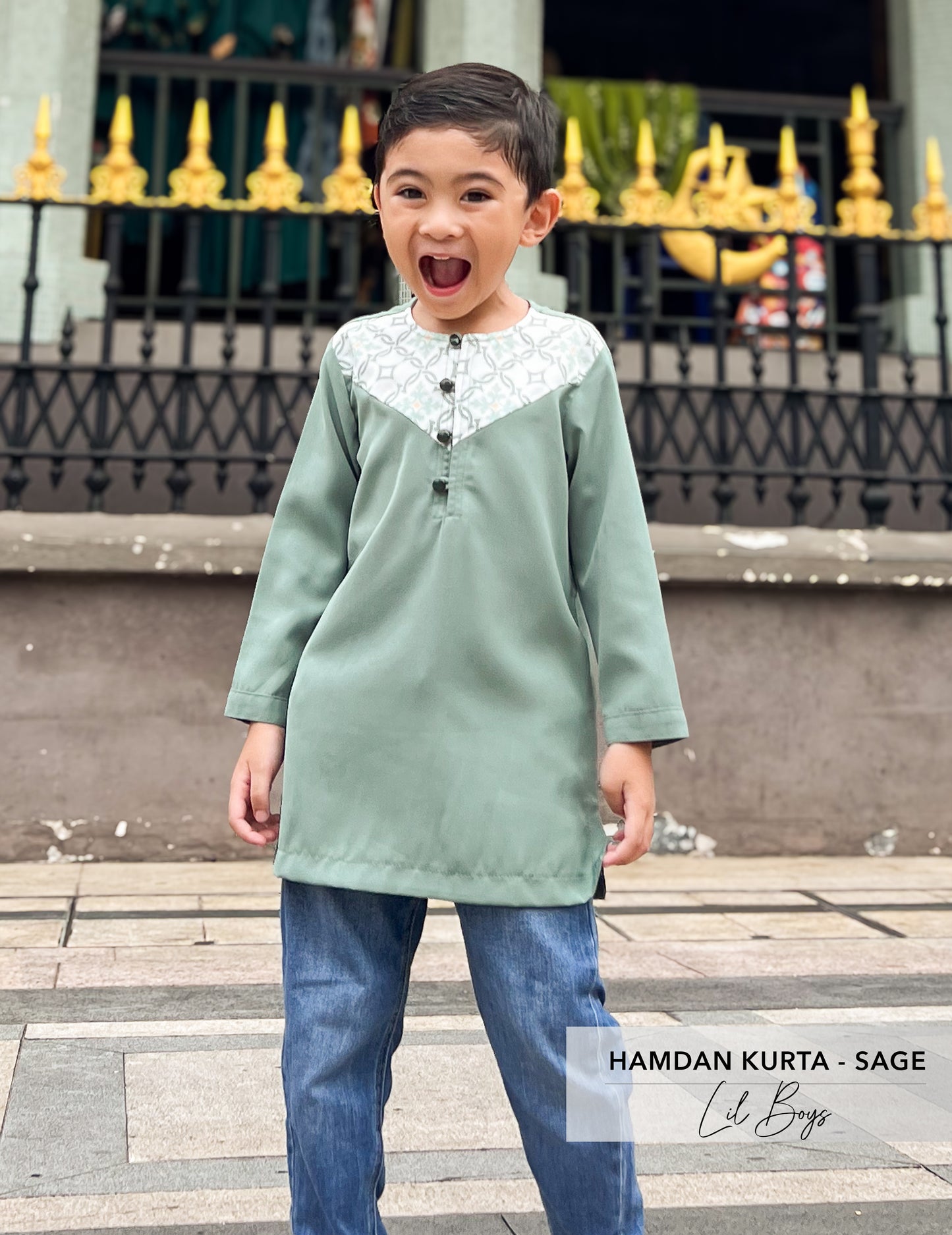 Hamdan Kurta Kids | Sage Batik