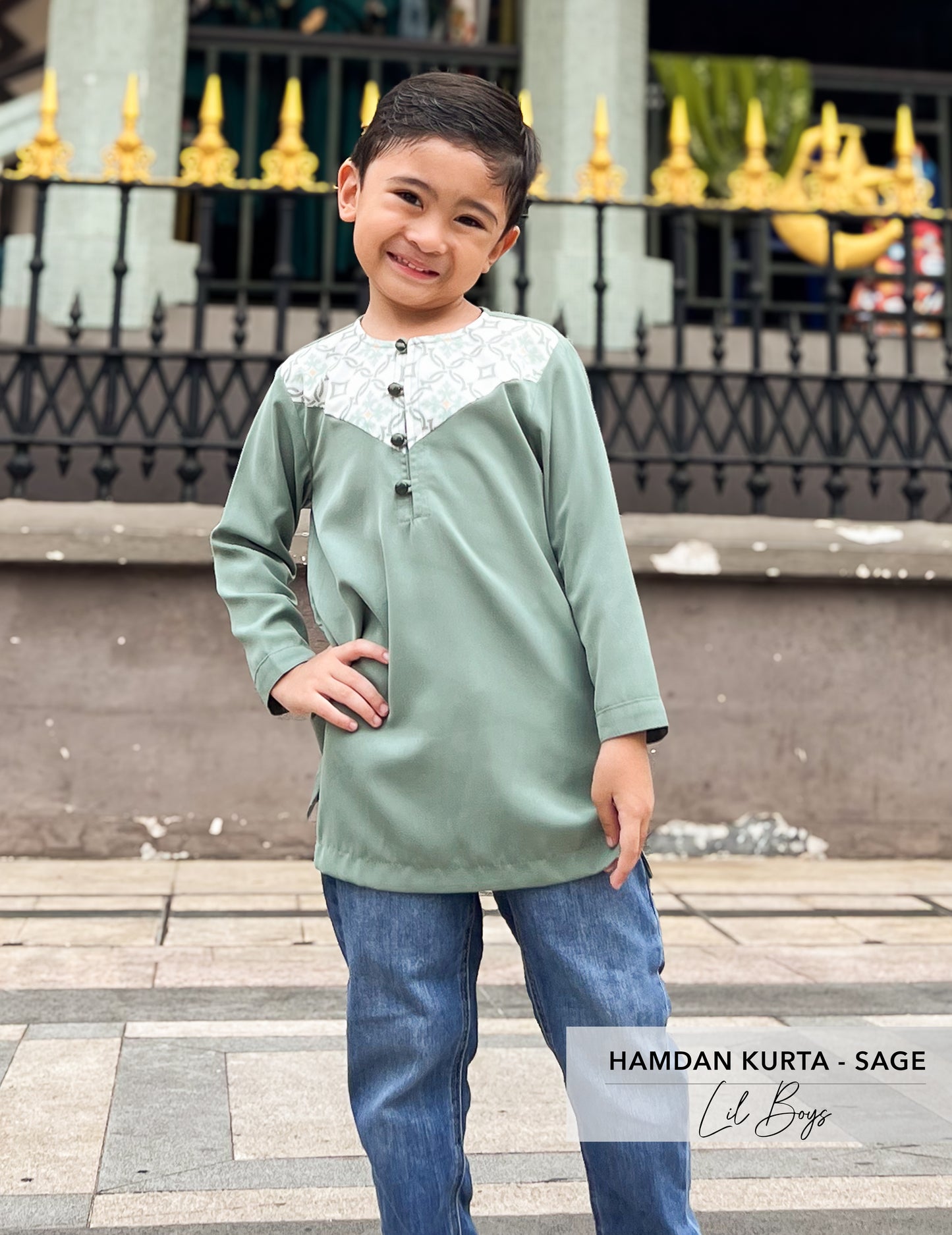 Hamdan Kurta Kids | Sage Batik