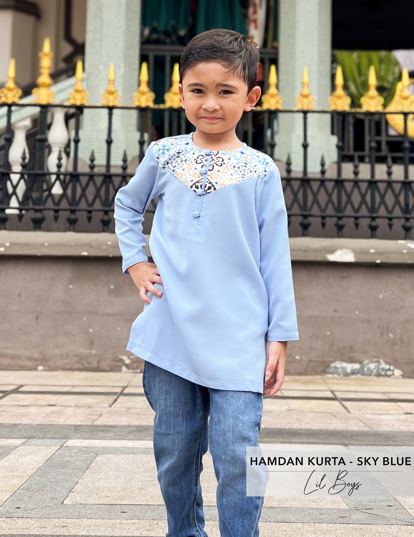 Hamdan Kurta Kids | Sky Blue