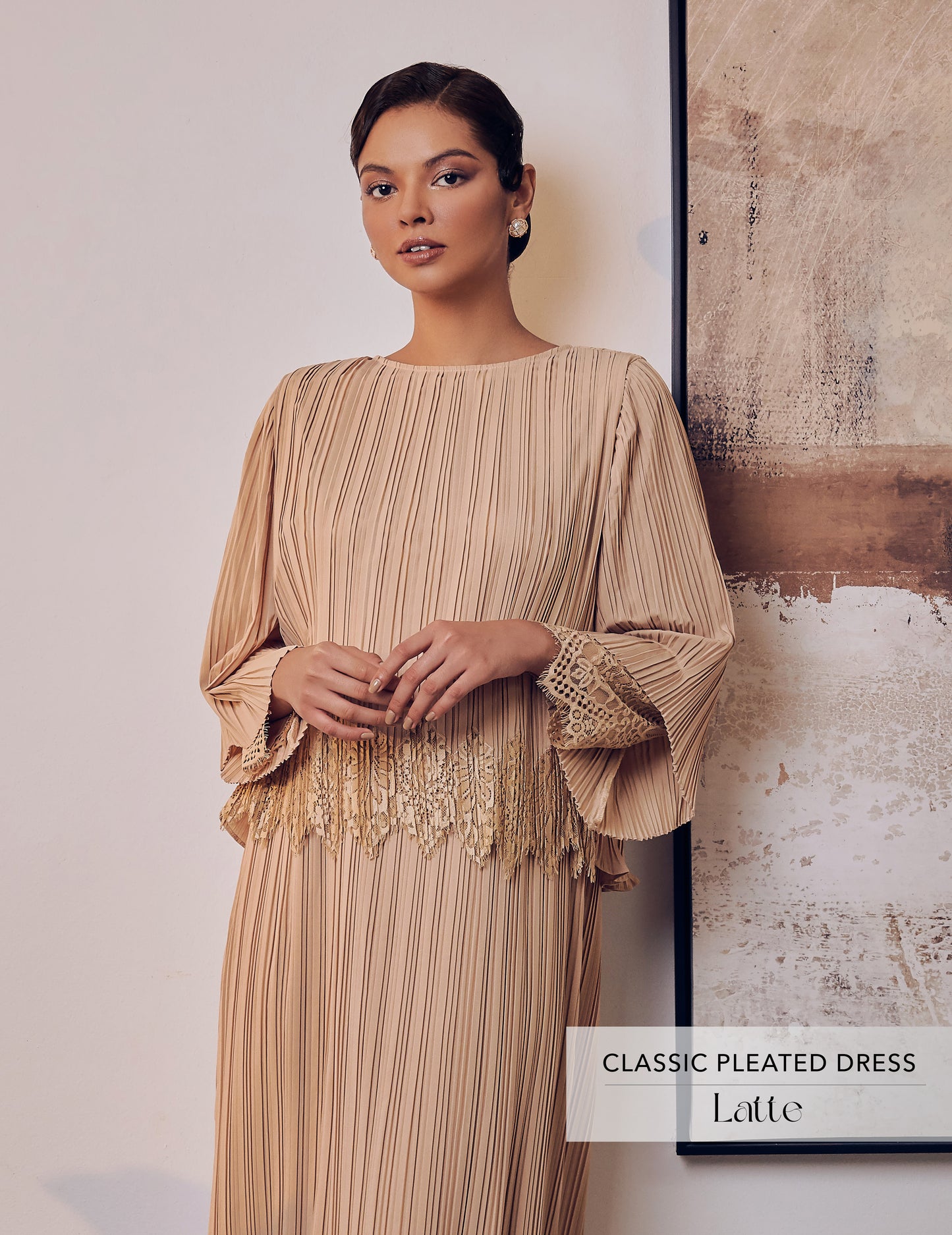 Classic Pleated Dress | Latte