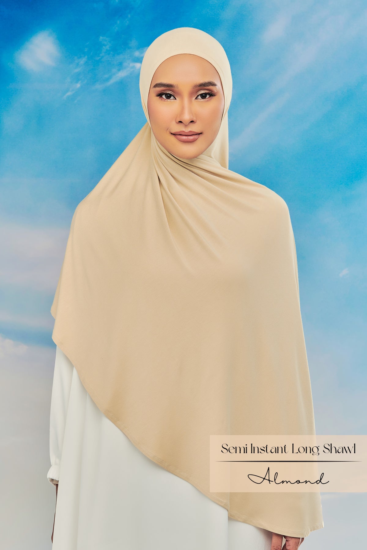 Emray: Bamboo Semi Instant Long Shawl | Almond