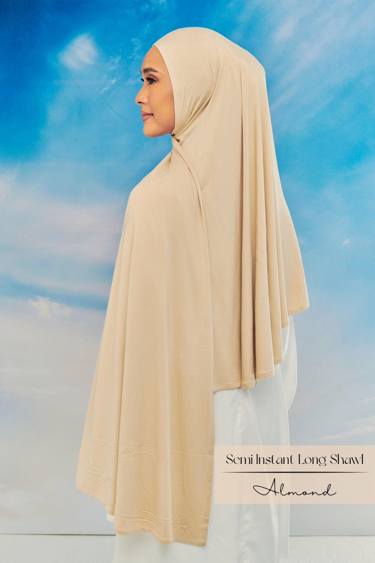 Emray: Bamboo Semi Instant Long Shawl | Almond