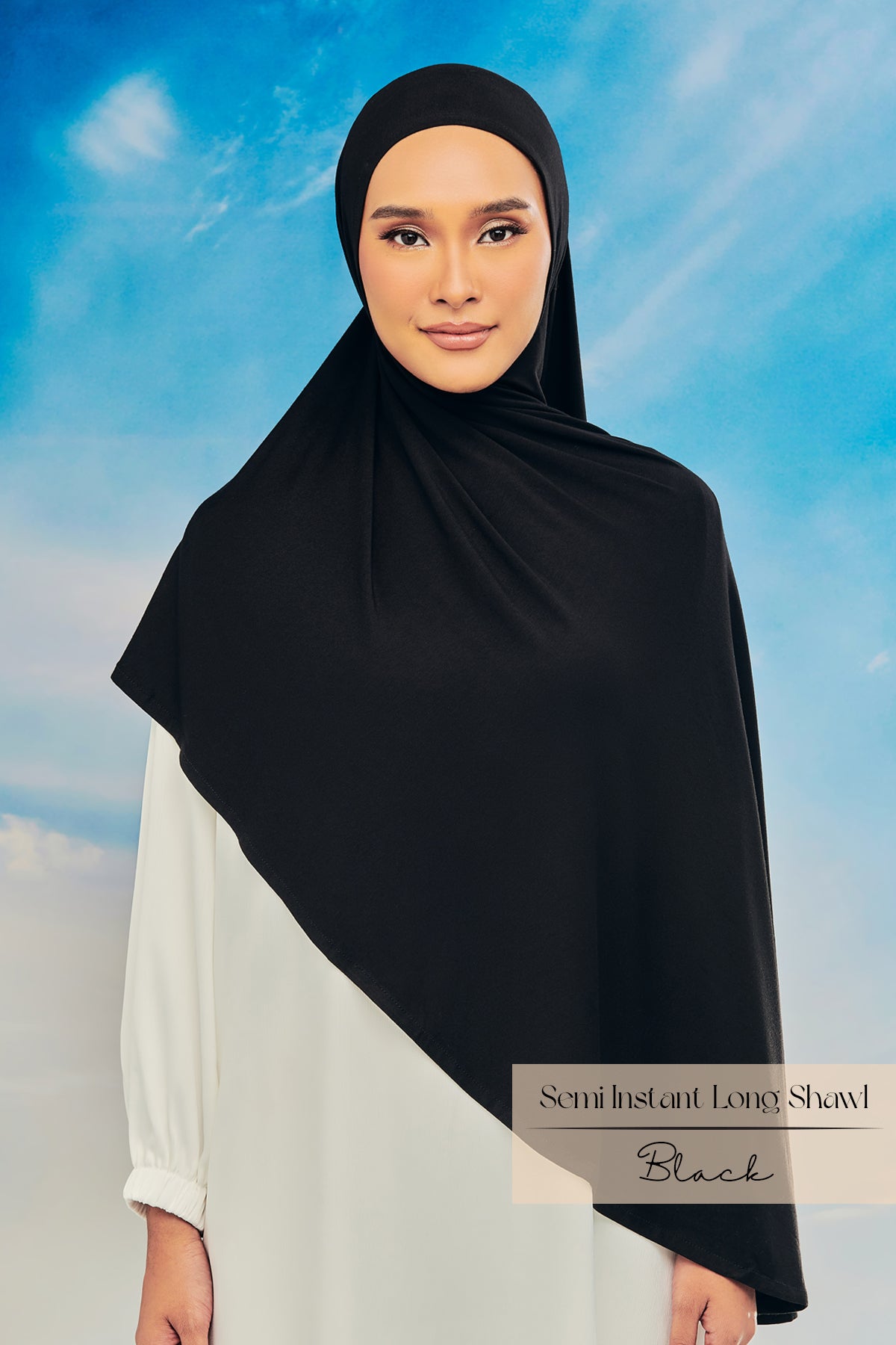 Emray: Bamboo Semi Instant Long Shawl | Black