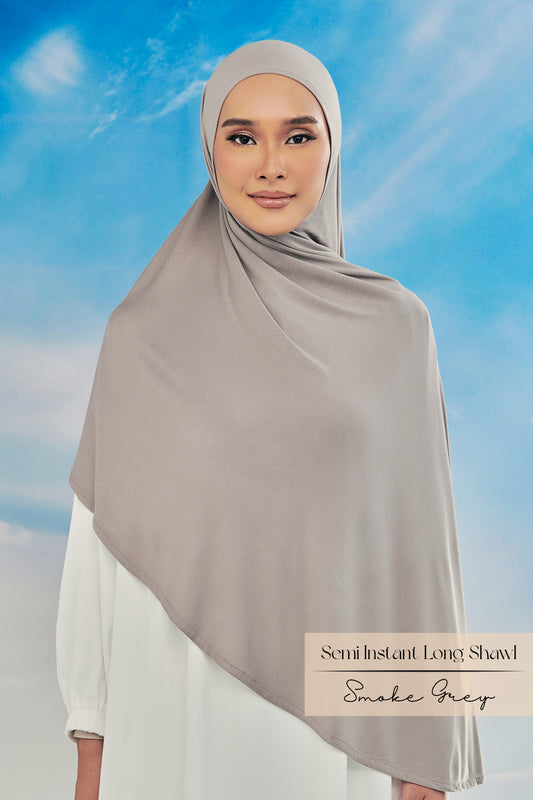 Emray: Bamboo Semi Instant Long Shawl | Smoke Grey