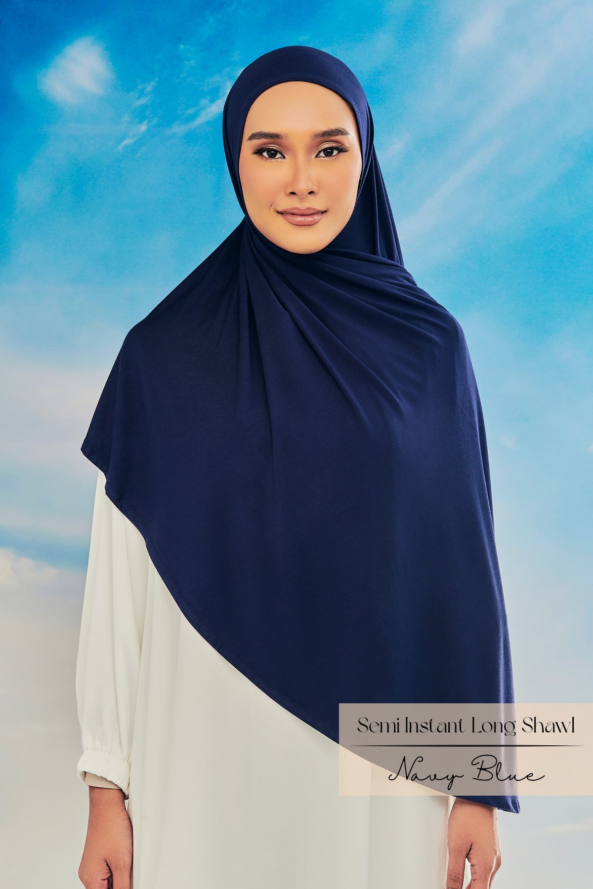 Emray: Bamboo Semi Instant Long Shawl | Navy Blue