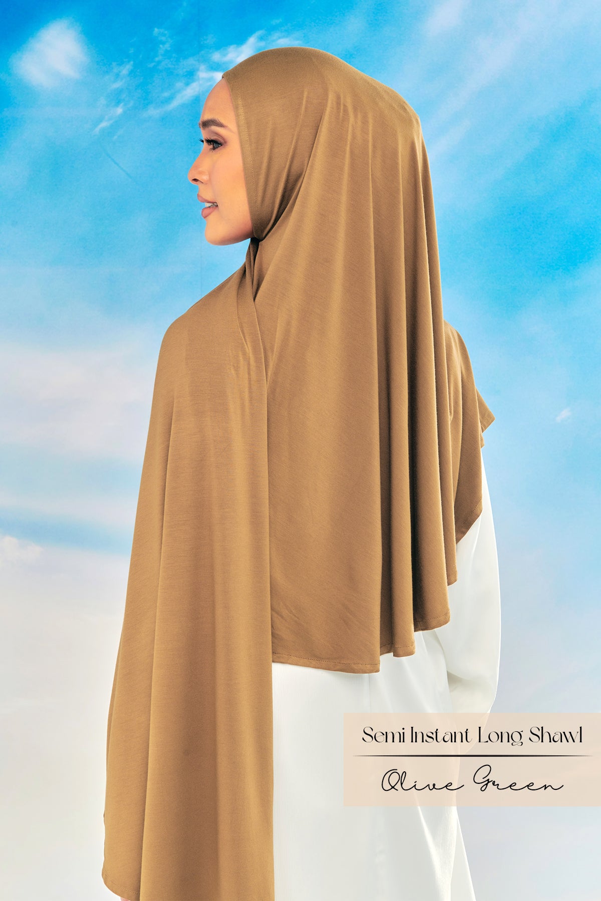 Emray: Bamboo Semi Instant Long Shawl | Olive Green